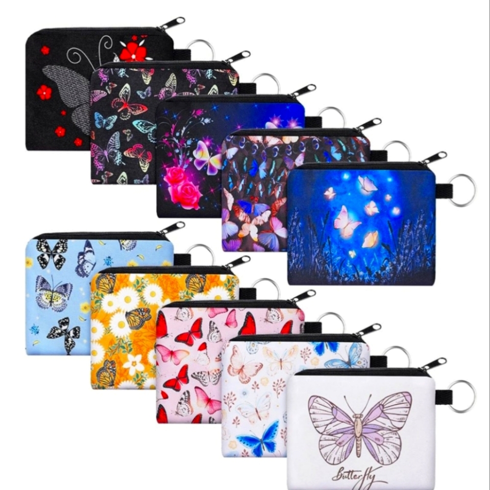 Colorful Butterfly Print Coin Purses 10 Piece